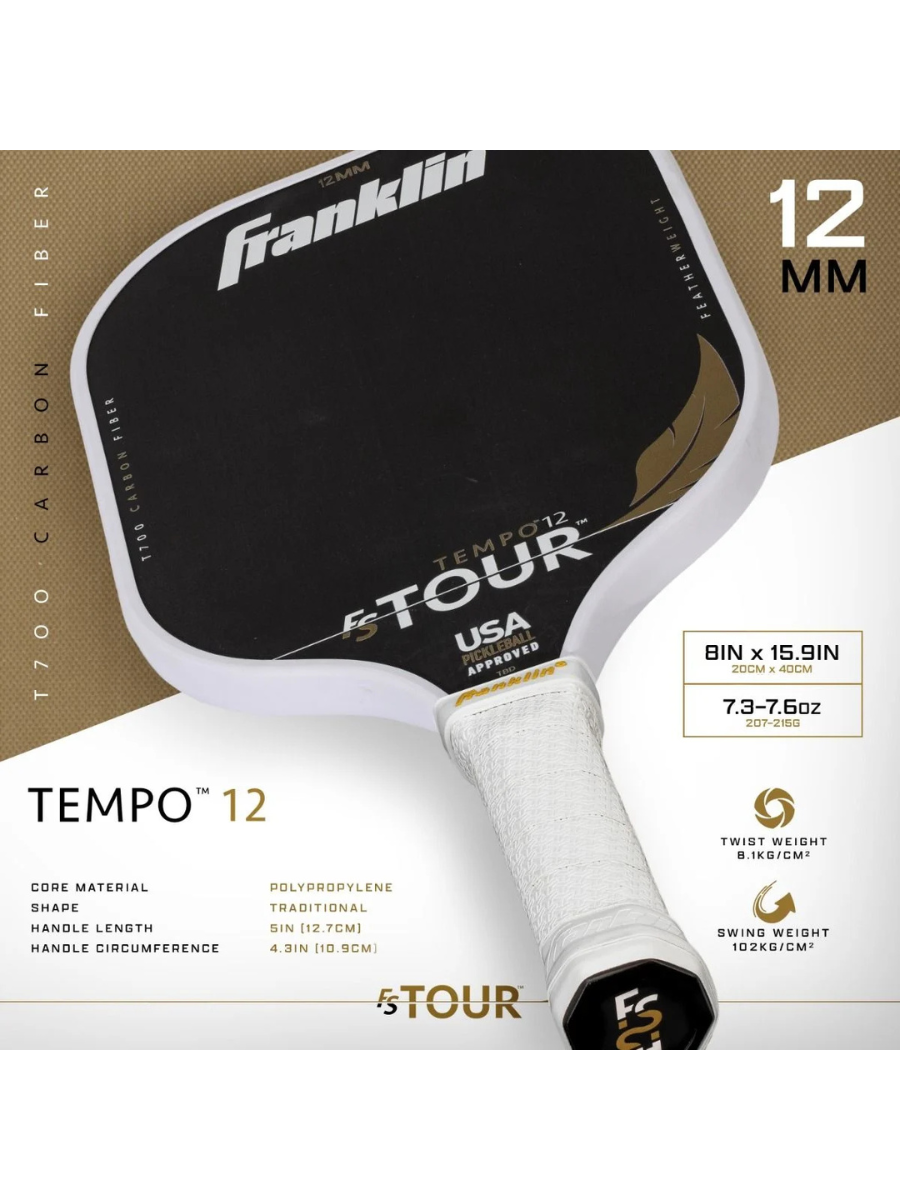 FRANKLIN FS Tour Featherweight Tempo 12mm Pickleball Paddle