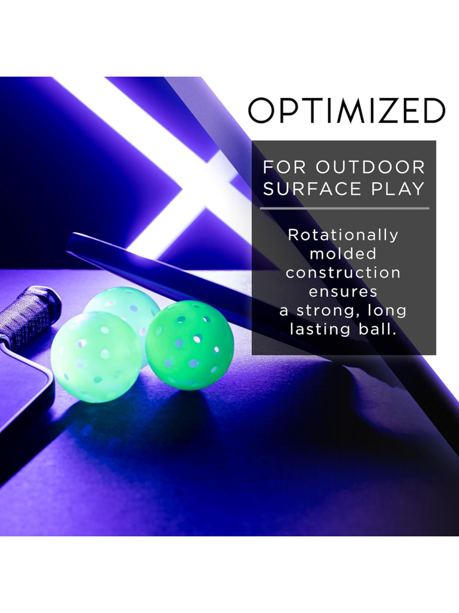 FRANKLIN Glow In The Dark Outdoor Pickleballs - 74mm