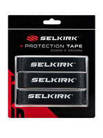A package of SELKIRK brand protective edge guard tape for pickleball paddles, displayed with white tape featuring the SELKIRK logo in red and black.