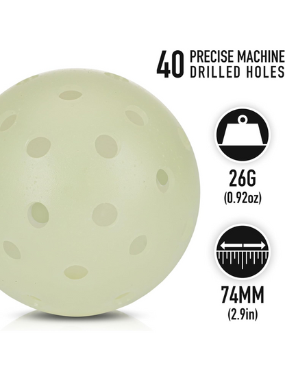 FRANKLIN Glow In The Dark Outdoor Pickleballs - 74mm