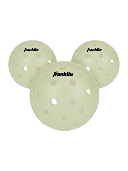 FRANKLIN Glow In The Dark Outdoor Pickleballs - 74mm