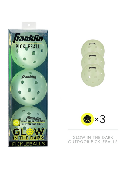 FRANKLIN Glow In The Dark Outdoor Pickleballs - 74mm