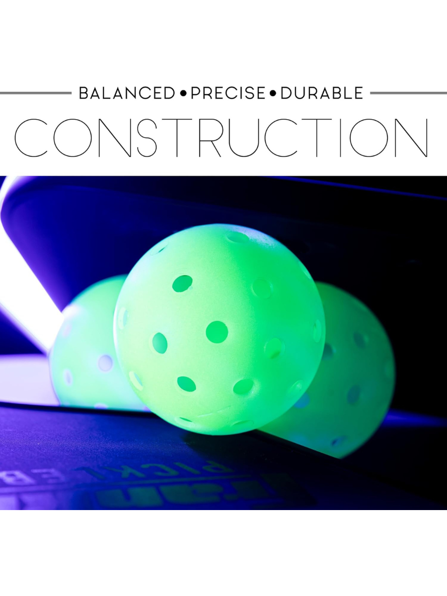 FRANKLIN Glow In The Dark Outdoor Pickleballs - 74mm