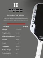 HOLBROOK Fuze Elongated 16mm Pickleball Paddle