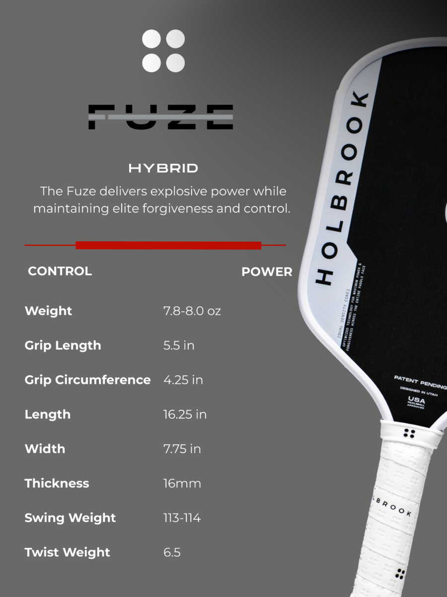 HOLBROOK Fuze Hybrid 16mm Pickleball Paddle